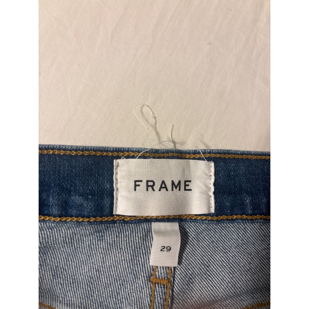 FRAME Straight Leg Jeans Womens 29 Blue Distressed Denim - Picture 9 of 14
